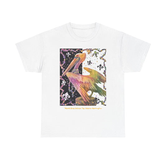 Colorful Pelican Art Unisex Tee, Summer Casual Shirt, Beachwear, Nature Lover Gift, Wildlife Tee, Unique Art Apparel