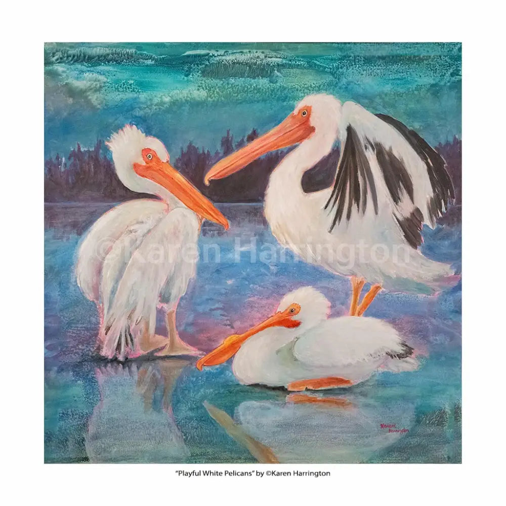 Playful White Pelicans- Limited Edition Giclée (Copy)