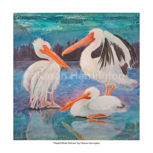 Playful White Pelicans- Limited Edition Giclée (Copy)